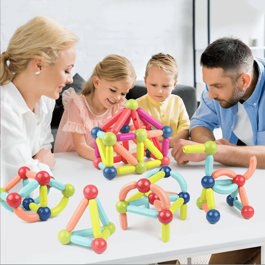 Set Jucarii Magnetice pentru Constructie, Magnetic Sticks 3D, 128 Piese, STEM, pentru Adulti si Copii 3+ - imagine 4