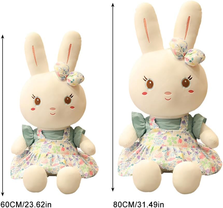 Iepuras Plus Adorabil 55 cm cu Rochie Verde si Fusta Florala - imagine 9
