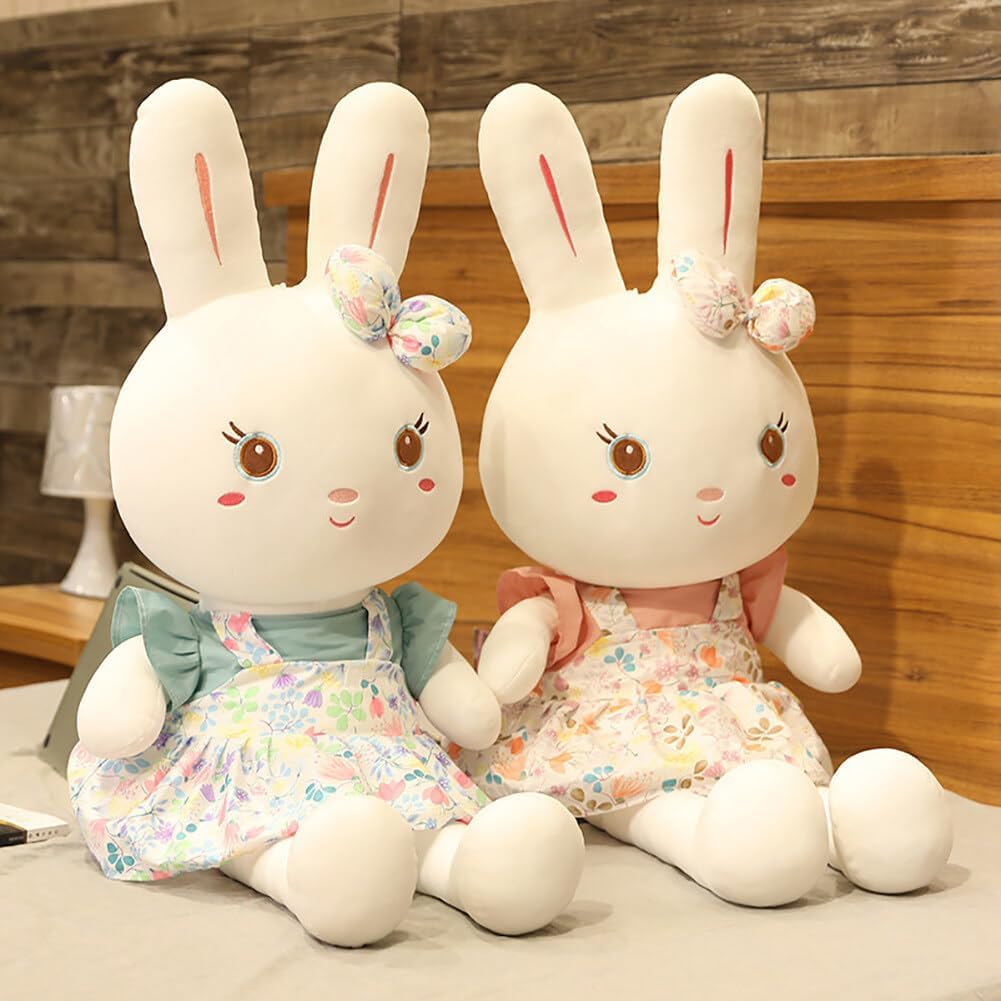 Iepuras Plus Adorabil 55 cm cu Rochie Verde si Fusta Florala - imagine 2