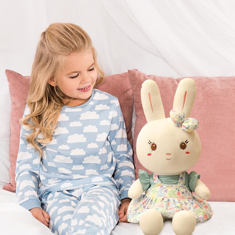 Iepuras Plus Adorabil 55 cm cu Rochie Verde si Fusta Florala - imagine 7
