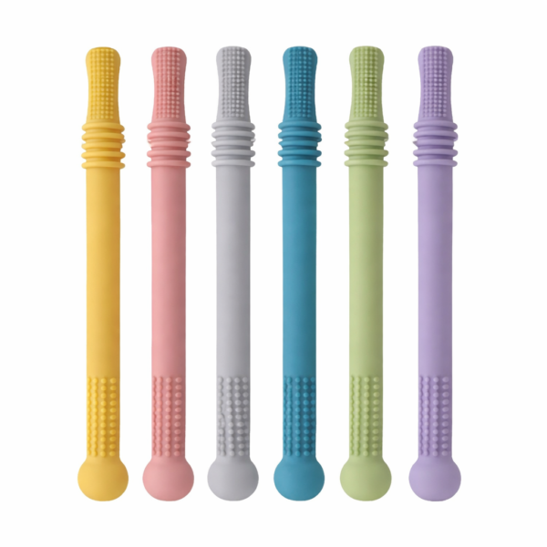 Jucărie de dentiție din silicon Baby Comfort Stick – set 6 bucăți, 6 luni+